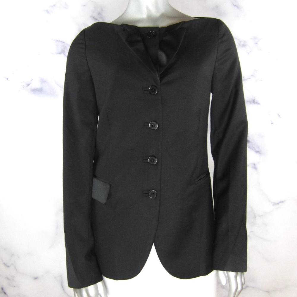 GUILTY BROTHERHOOD Black Off Shoulder Wool Blazer